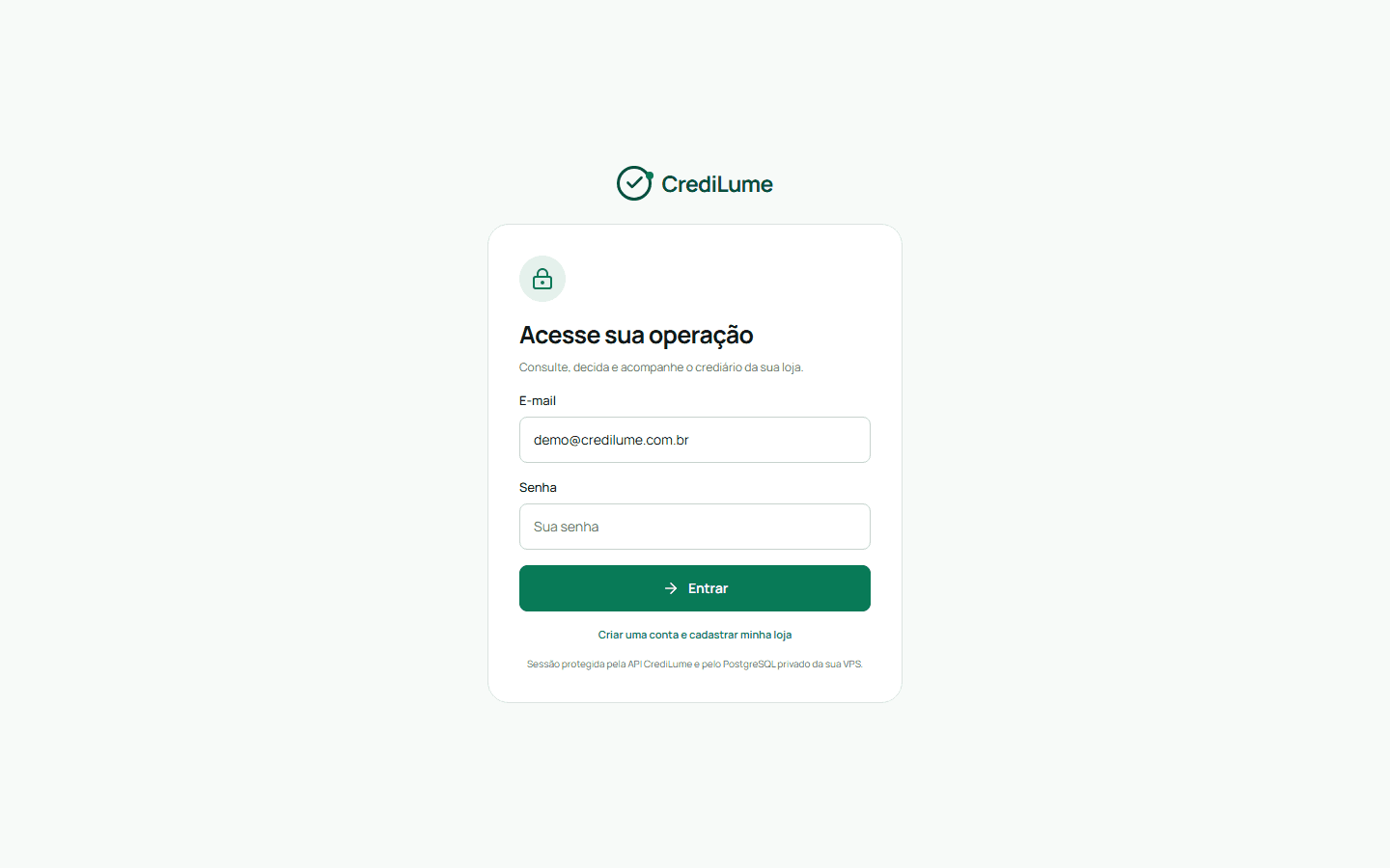 Tela real do sistema CrediLume